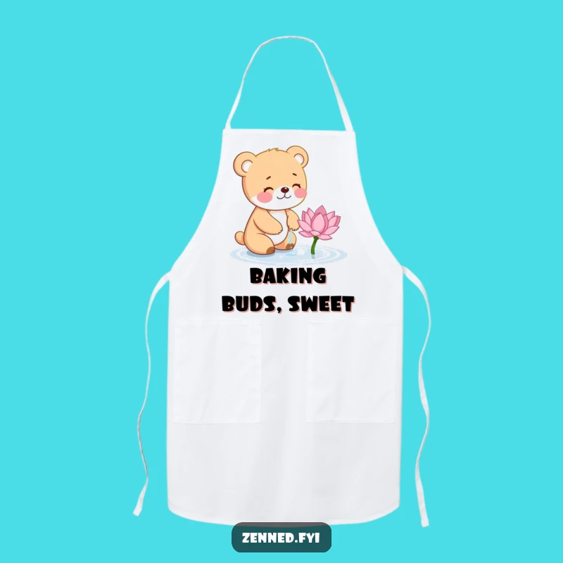 Funny Bear Cub Lotus Apron - Adorable Kitchen Gift for Gentle Cooks