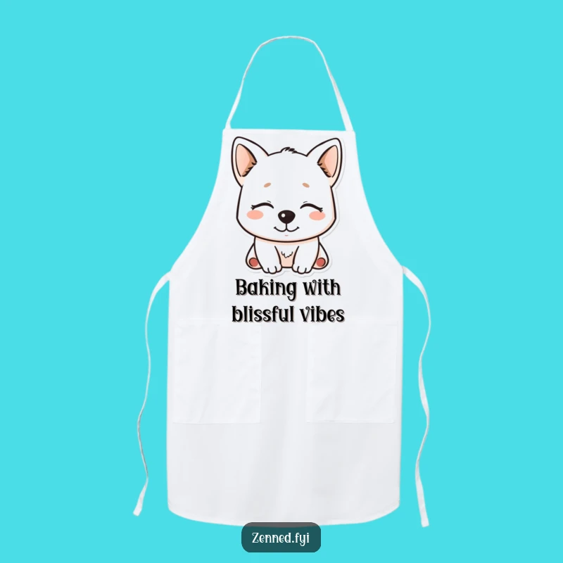 Funny Kawaii Dog Apron - Serene Chef Character, Kitchen Fun Gift