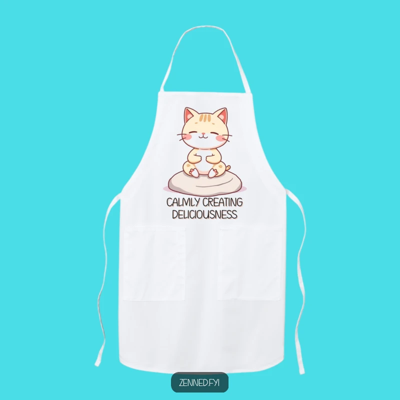 Funny Kawaii Cat Apron: Cheerful Chef Character, Zen Kitchen Gift