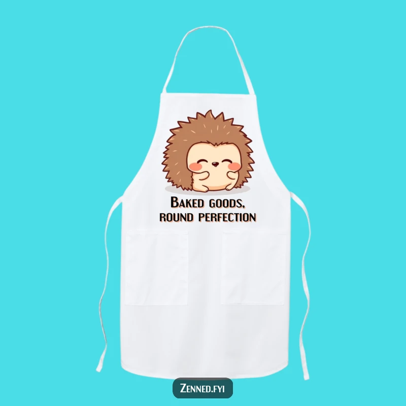 Funny Kawaii Hedgehog Rolling Apron - Cozy Kitchen Vibes with Humorous Flair