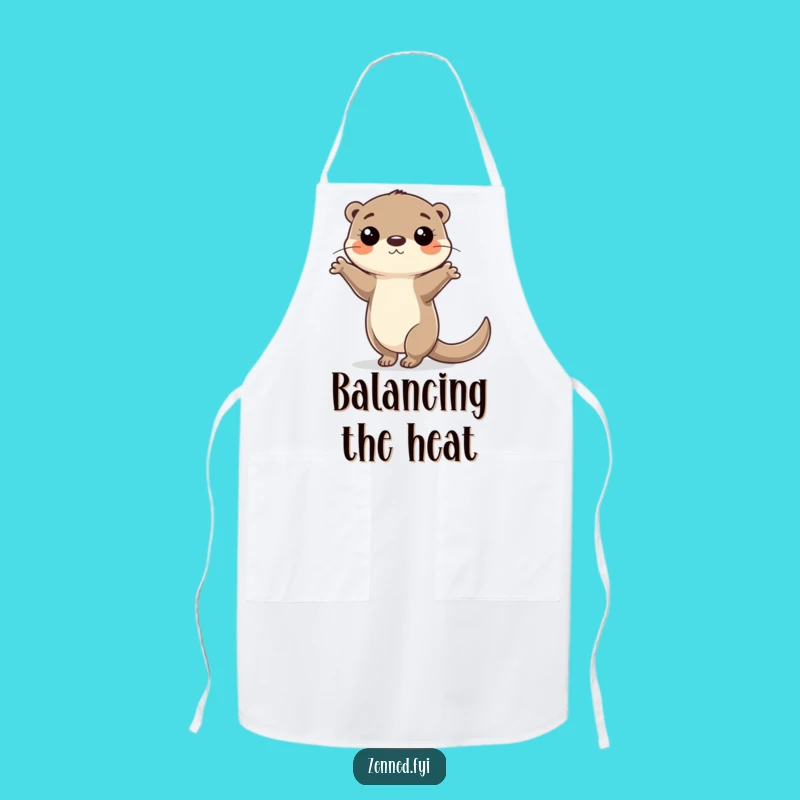 Funny Otter Balance Apron: Focused Aquatic Acrobat Kitchen Gift