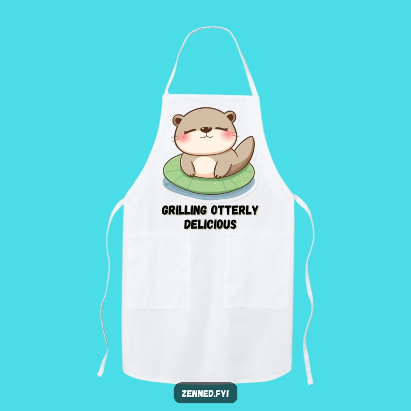 Funny Otter Lily Pad Apron: Cook with Chill River Vibes