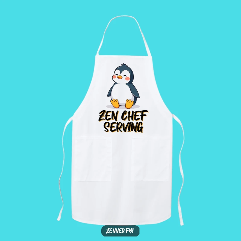 Funny Penguin Zen Apron: Cook with Calmness & Humor