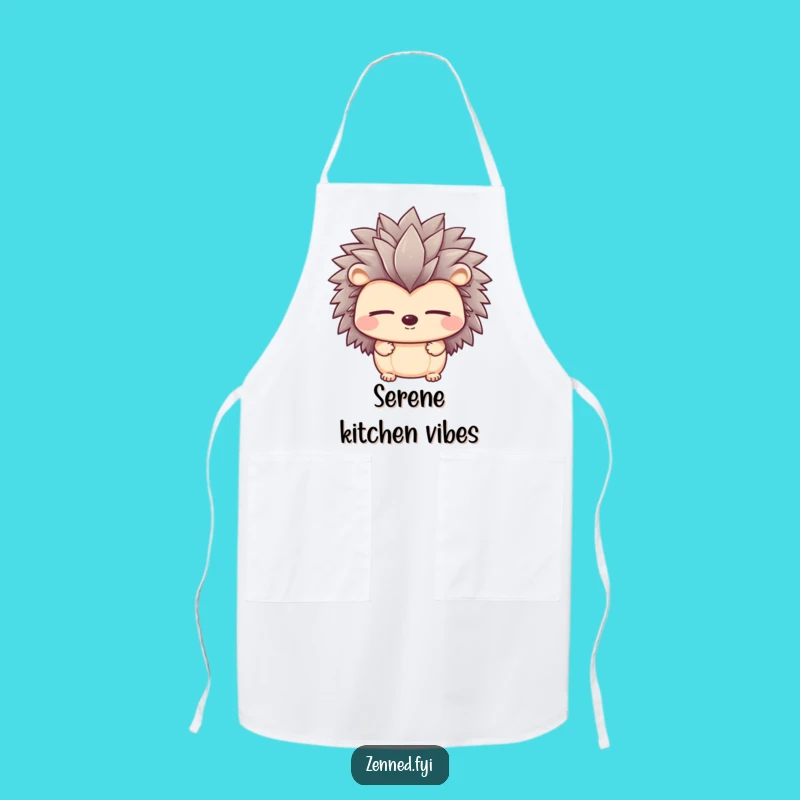 Funny Peaceful Hedgehog Apron - Calm Cooking, Cozy Kitchen, Perfect Gift