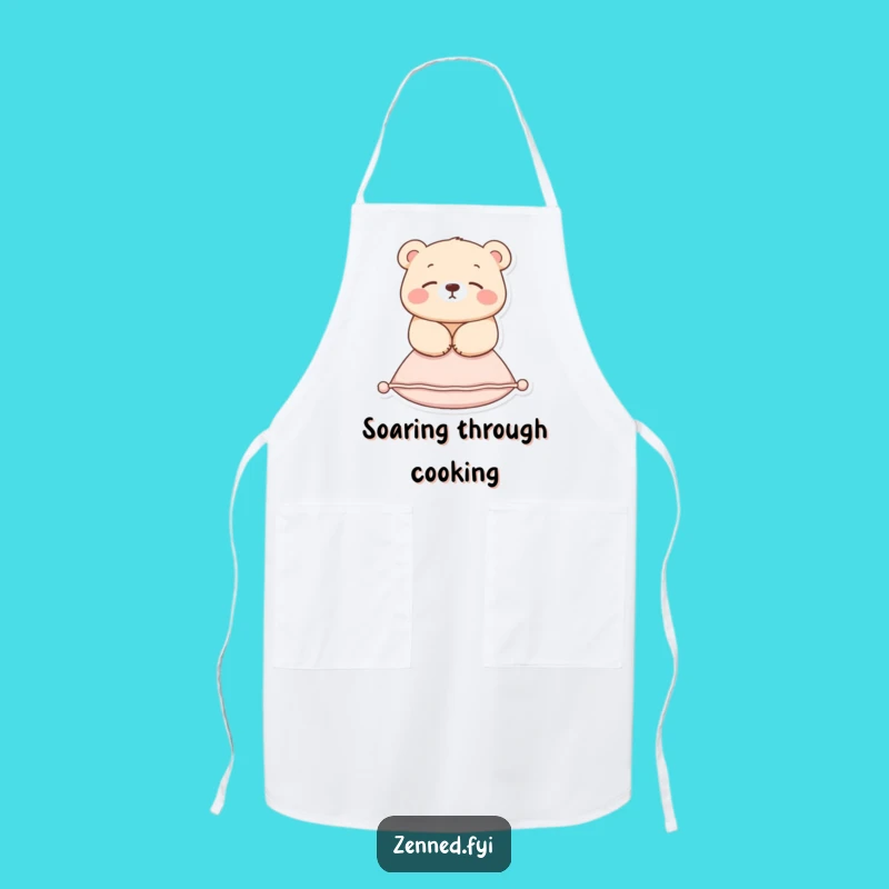 Funny Zen Bear Apron: Serene Floating Bear Kitchen Wear, Perfect Chef & Humorous Gift