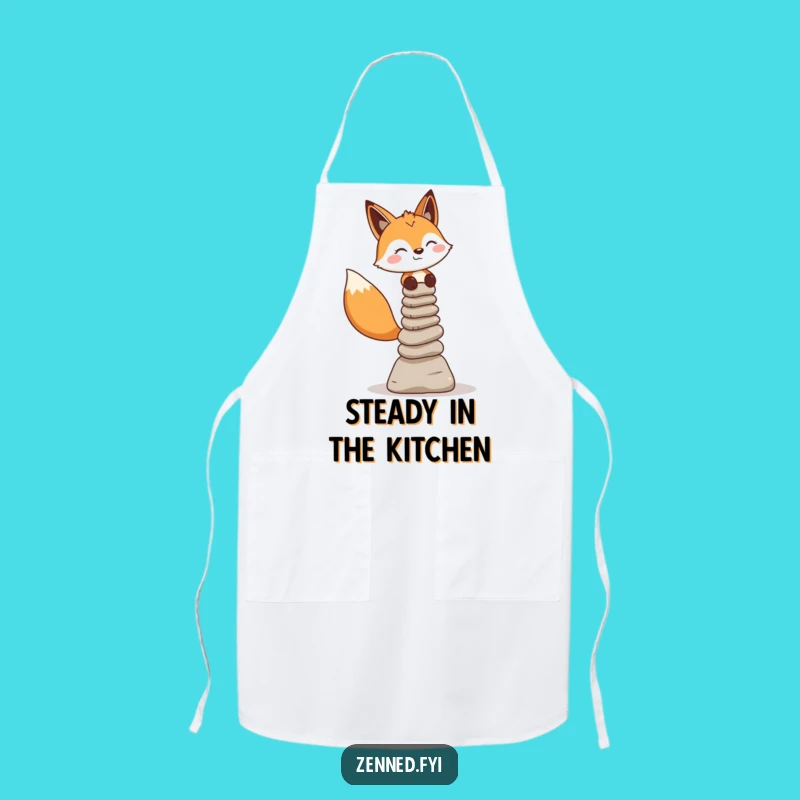 Funny Fox Kitchen Balance Apron - Mindful Cooking Helper, Perfect Gift