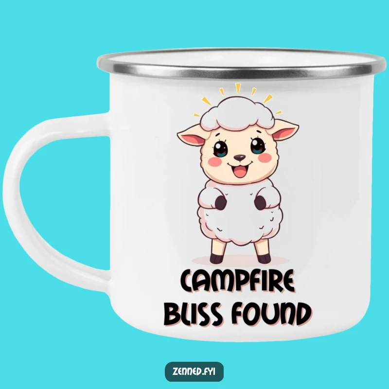 Funny Joyful Sheep Camping Mug - Blessed Adventures, Outdoor Cheer, Gift
