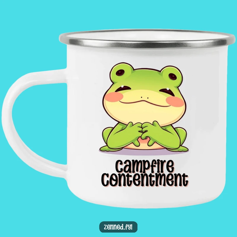 Funny Frog Camping Mug, Contented Zen Drinkware, Adventure Hilarious Gift