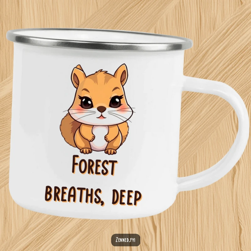 Funny Squirrel Camping Mug: Determined squirrel meditating, a humorous and sturdy mug for outdoor focus.