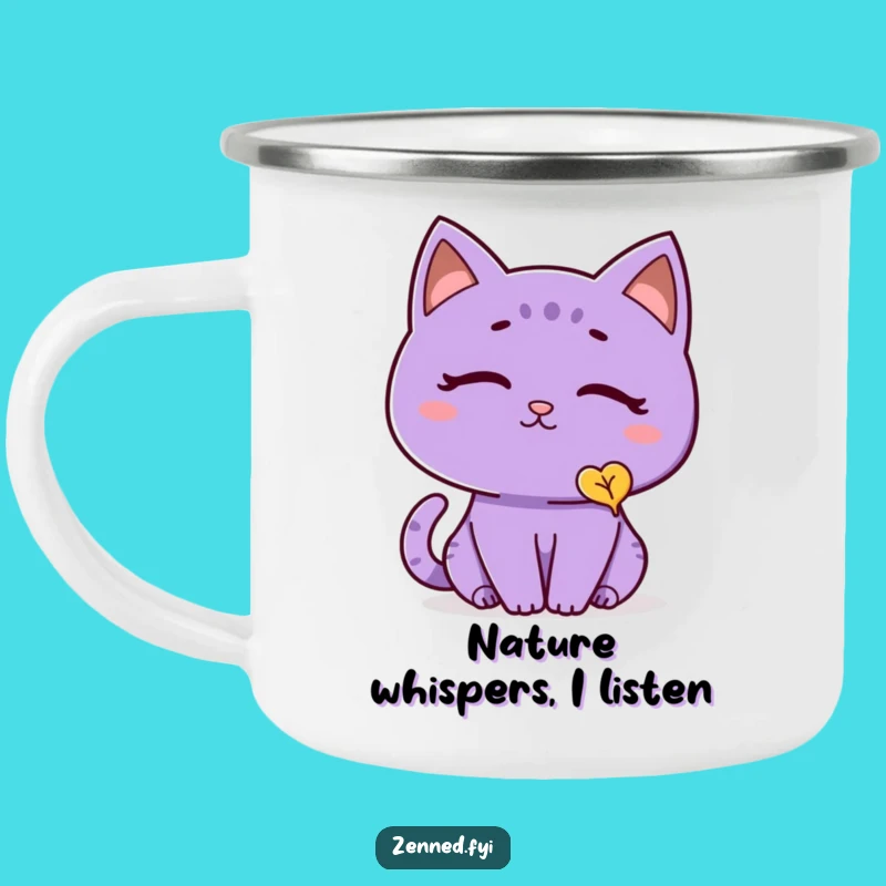 Funny Cat Leaf Camping Mug: Serene Feline Outdoors - Durable Nature Gift