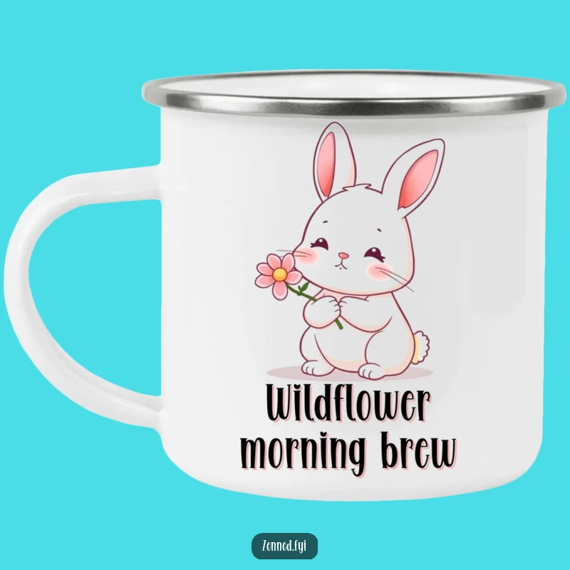 Funny Rabbit Flower Camping Mug: Sip Nature's Serenity Outdoors