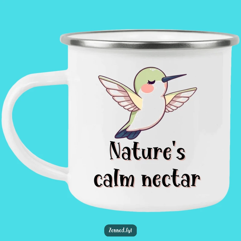 Funny Hummingbird Calm Camping Mug: Durable Zen Humor for Peaceful Adventures