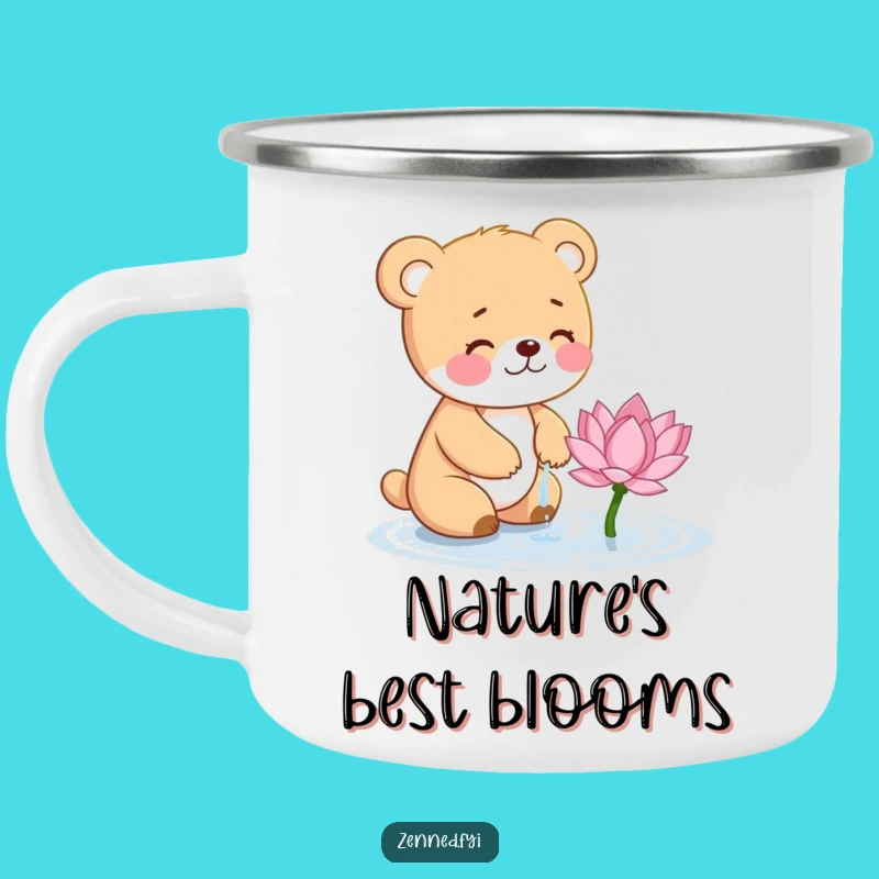 Funny Bear Cub Lotus Camping Mug - Durable & Hilarious Gift for Outdoors