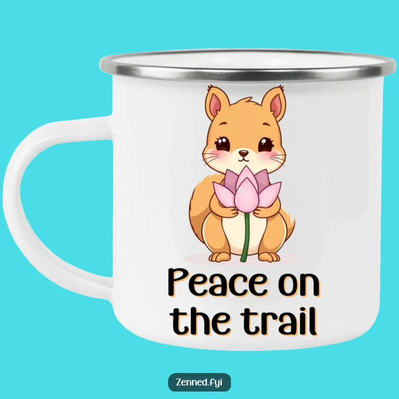 Funny Kawaii Squirrel Lotus Flower Camping Mug - Peaceful Sips in Nature
