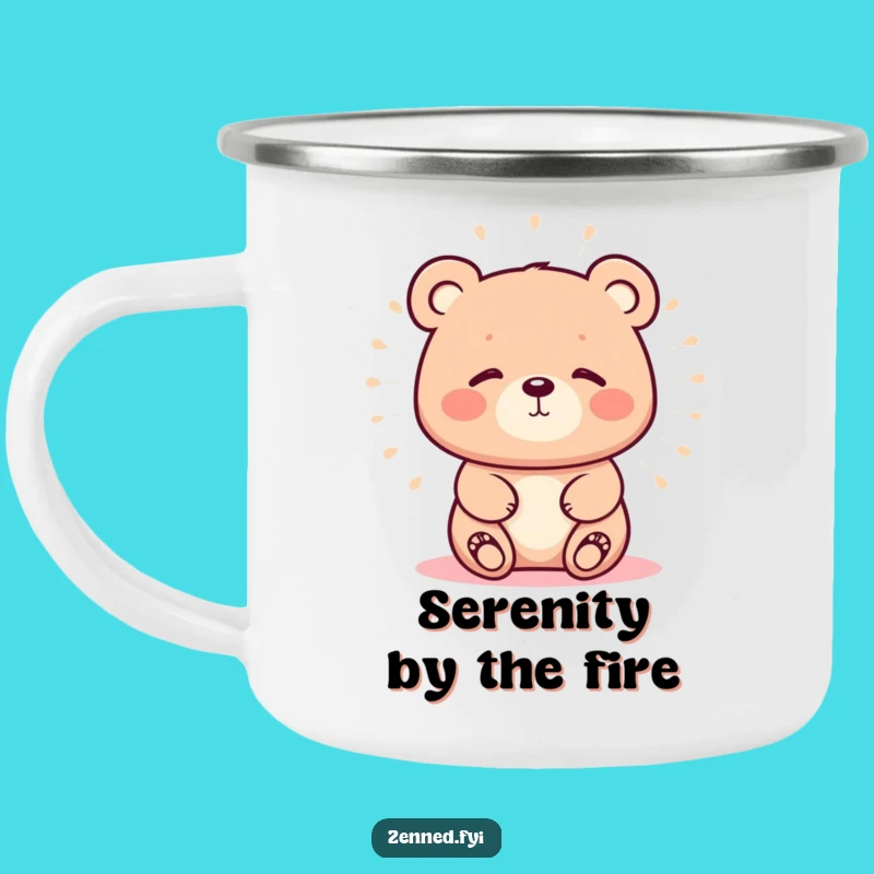 Funny Kawaii Bear Calm Aura Camping Mug - Peaceful Sips Around the Fire