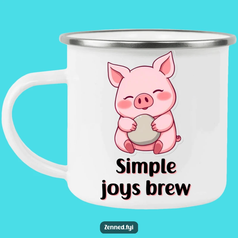 Durable Funny Pink Pig Camping Mug - Adventure Ready with Calm Vibes