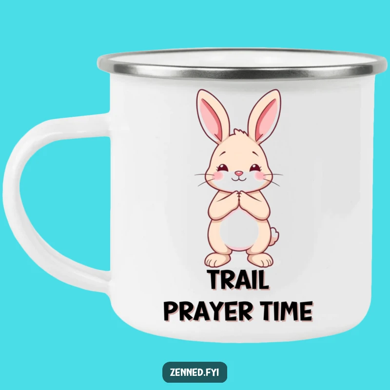 Funny Rabbit Camping Mug - Calm Prayer Pose Outdoor Gift