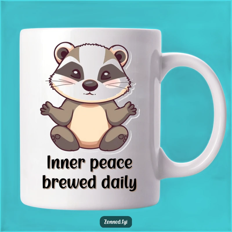 Funny Badger Meditation Mug: Serene Animal Zen Gift for a Calm Moment