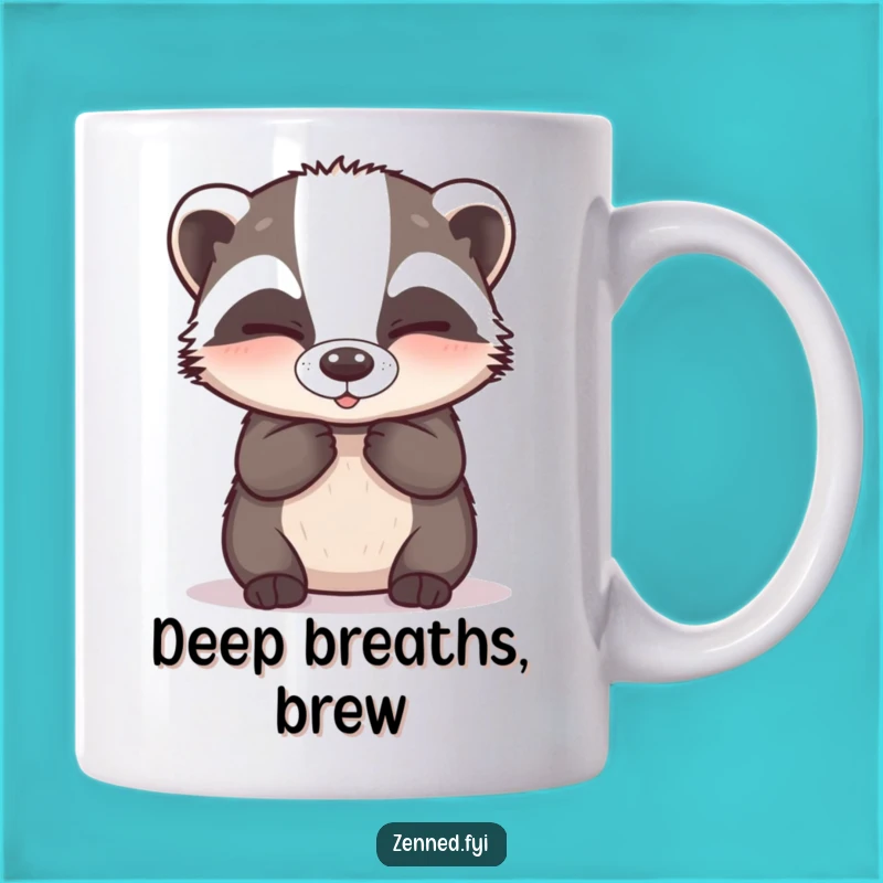 Funny Badger Zen Mug - Hilarious Calm Breathing Badger Gift