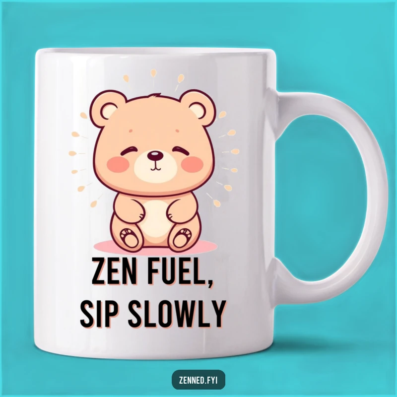 Funny Kawaii Bear Calm Aura Mug - Zen Humor Gift for Peaceful People