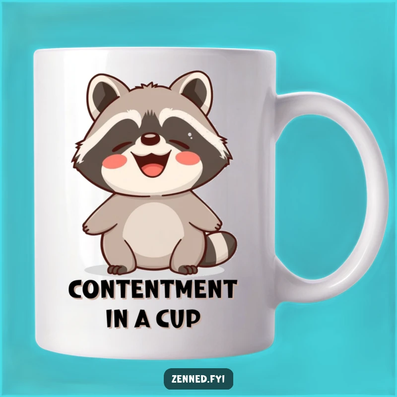 Funny Raccoon Zen Mug: Contented Critter Calmness, Perfect Funny Gift for Nature Lovers