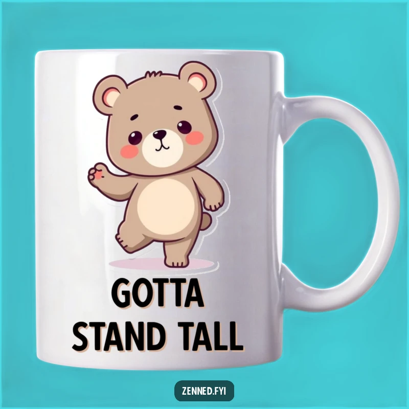 Funny Kawaii Bear Mug: Determined Balance, Perfect Motivating Gift for Him