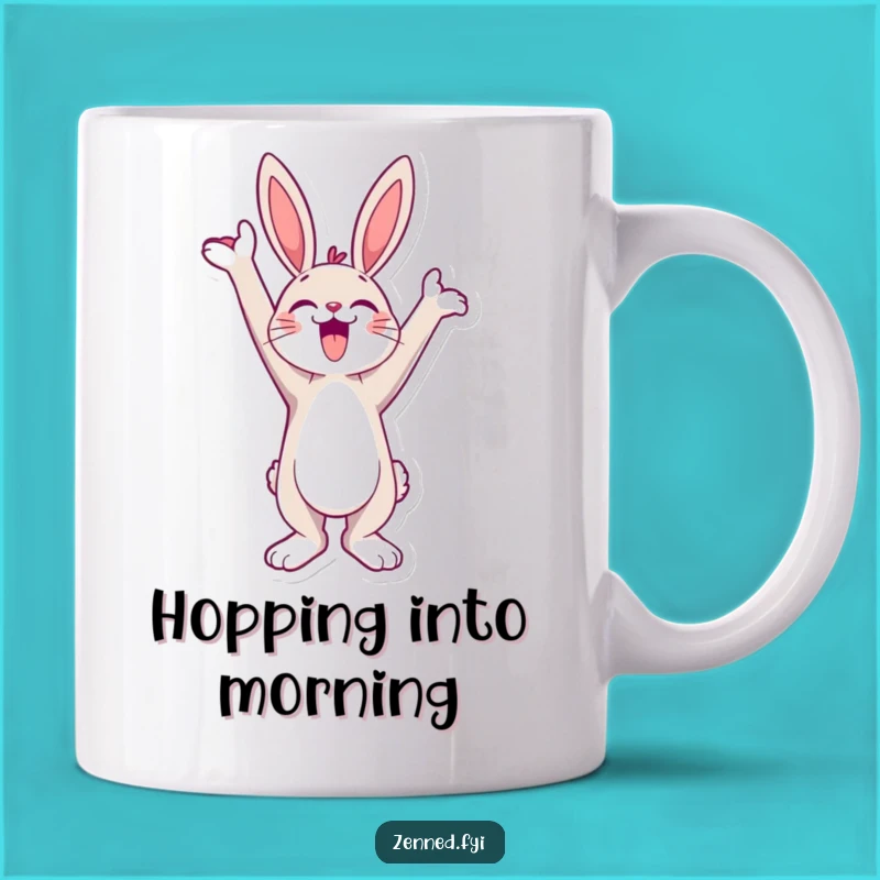 Funny Bunny Stretch Mug: Jubilant Skyward Bound Joy Gift
