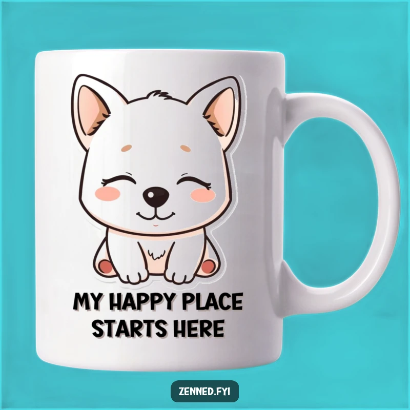 Funny Kawaii Dog Mug - Serene Smile Character, Perfect Relaxing Gift