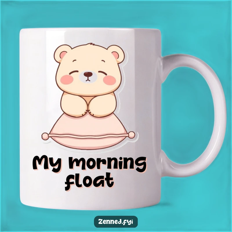 Funny Zen Bear Cushion Mug: Serene Floating Bear Coffee Cup, Perfect Relaxing Gift