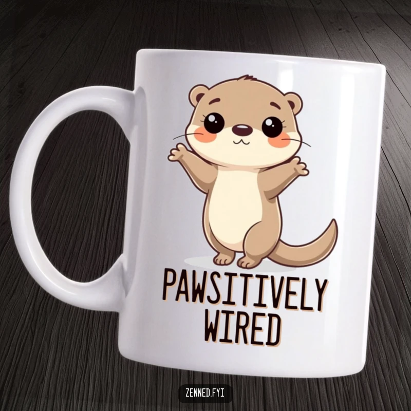 Funny Mug featuring a determined otter character skillfully balancing on one paw, a picture of hilarious concentration.