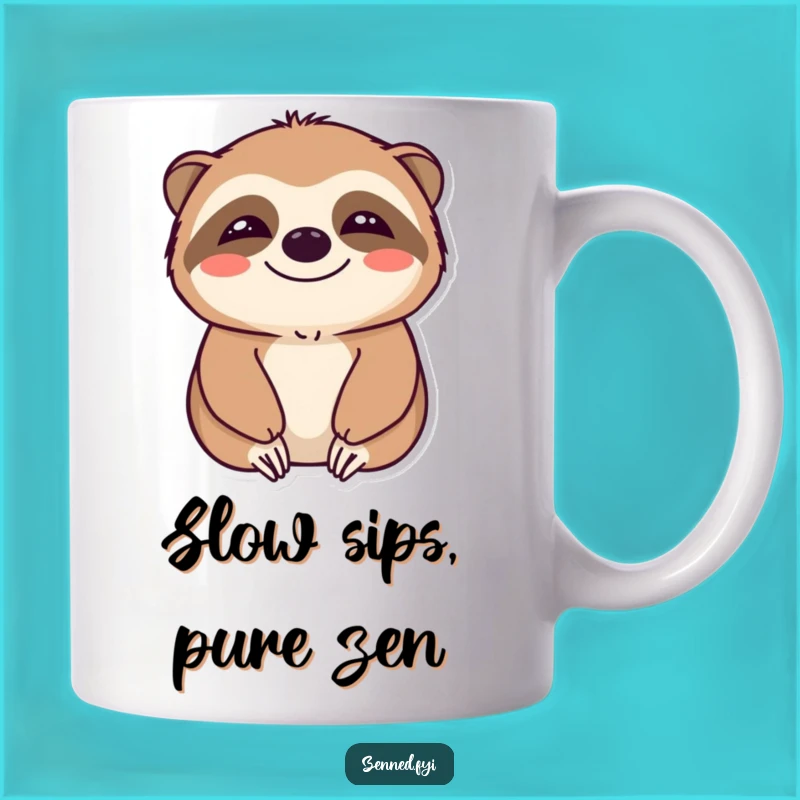 Funny Calm Sloth Mug - Smiling Peacefully, Perfect Gift for Relaxed Folks