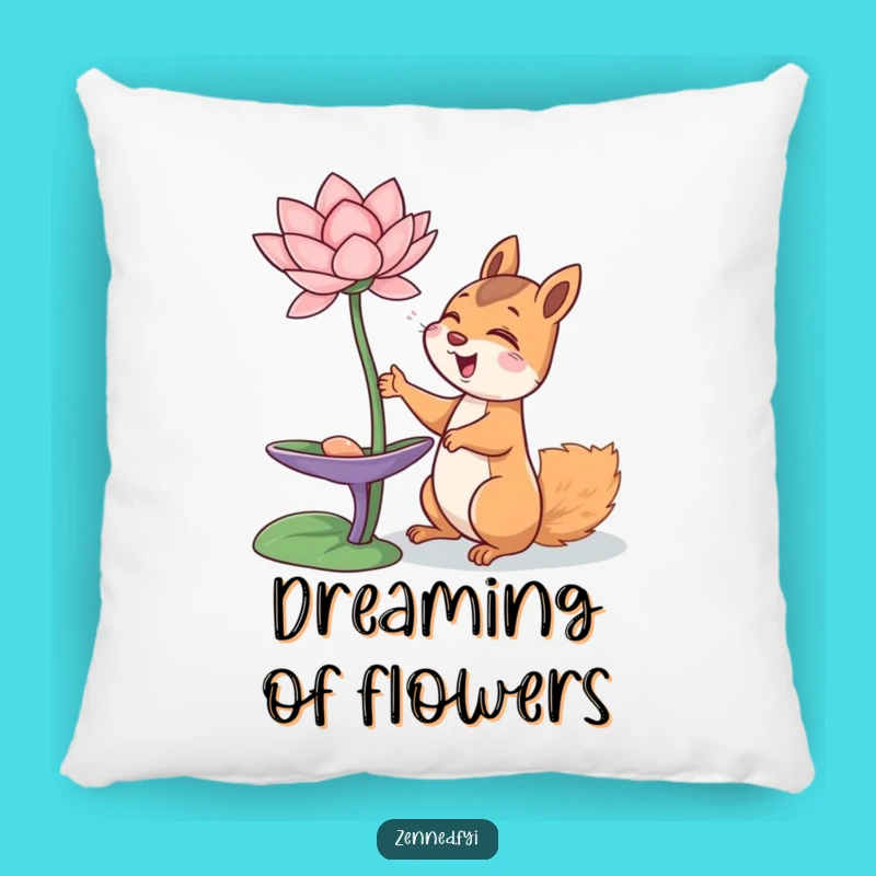 Funny Squirrel Pillow: Giggling Comfort, Zen Lotus Design, Humorous Decor Gift