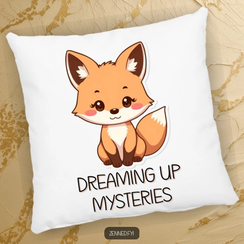 Funny pillow featuring a curious fox with a gentle, focused gaze, perfect for adding cozy humor to any seating area.