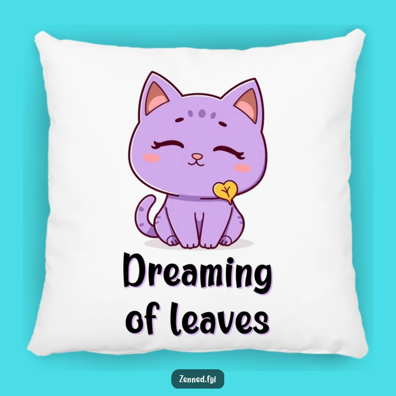 Funny Cat Leaf Pillow: Cozy Feline Comfort - Meditative Cushion Gift