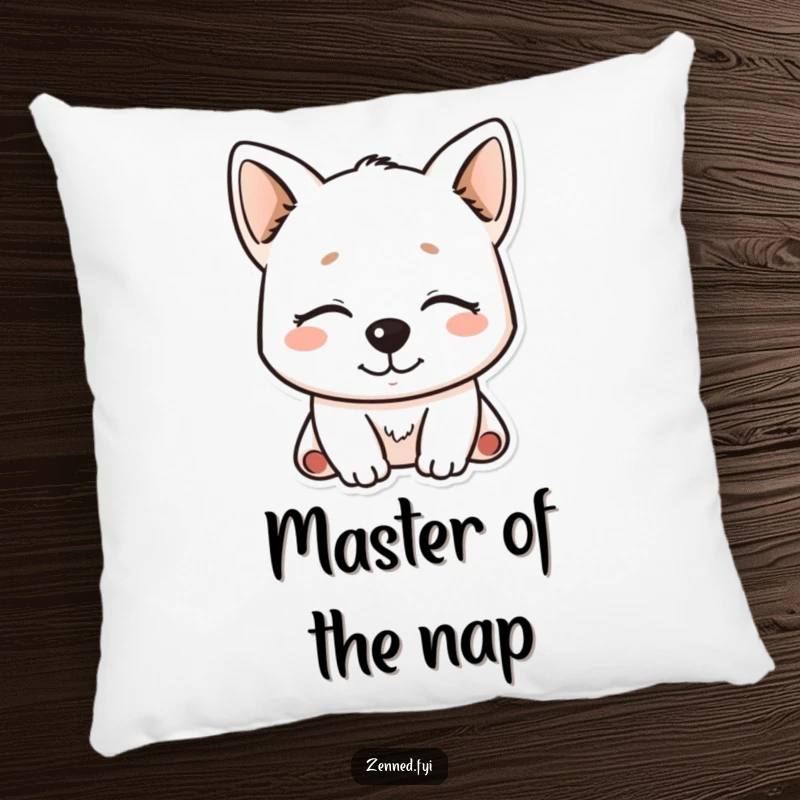 Funny Kawaii Dog Pillow showcasing a serene character with closed eyes and a soft smile, perfect for comfort.