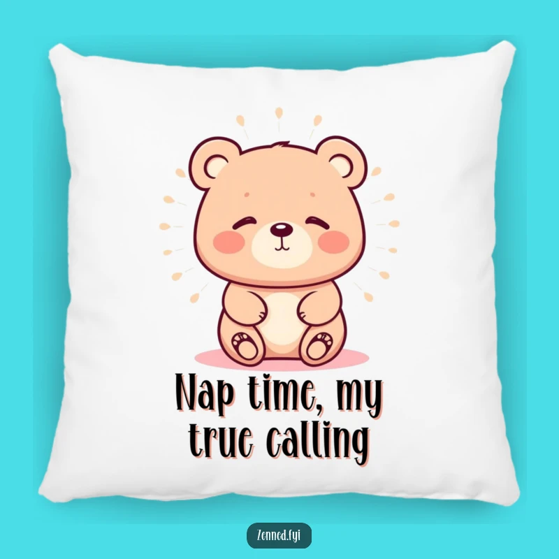 Funny Kawaii Bear Calm Aura Pillow - Cozy Comfort with Peaceful Humor