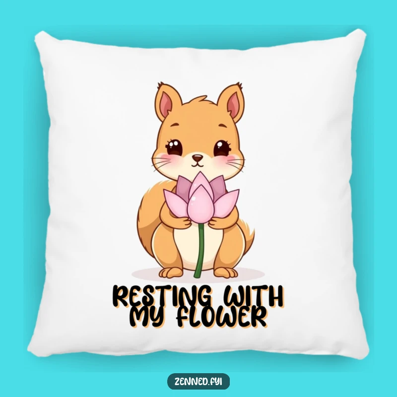 Funny Kawaii Squirrel Lotus Flower Pillow - Cozy Comfort with Peaceful Humor