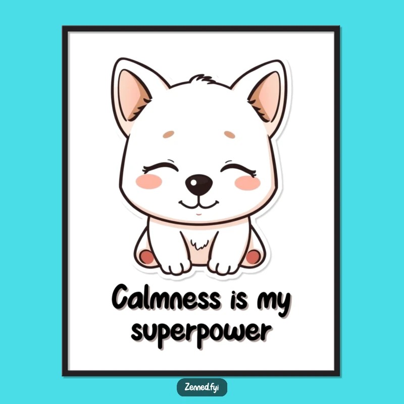 Funny Kawaii Dog Digital Art - Serene Character Print, Instant Joyful Decor