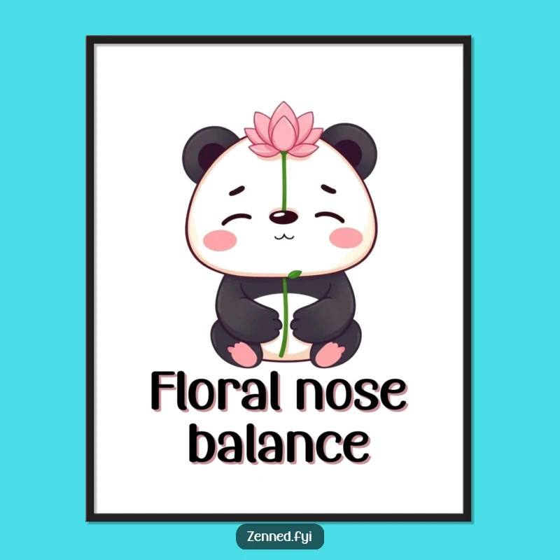 Funny Panda Lotus Digital Art: Instant Serenity and Humor for Walls