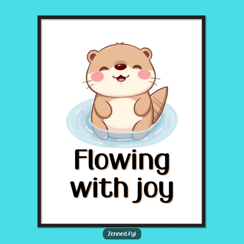 Funny Kawaii Otter Digital Art: Peaceful Floating Image, Perfect Instant Humorous Gift