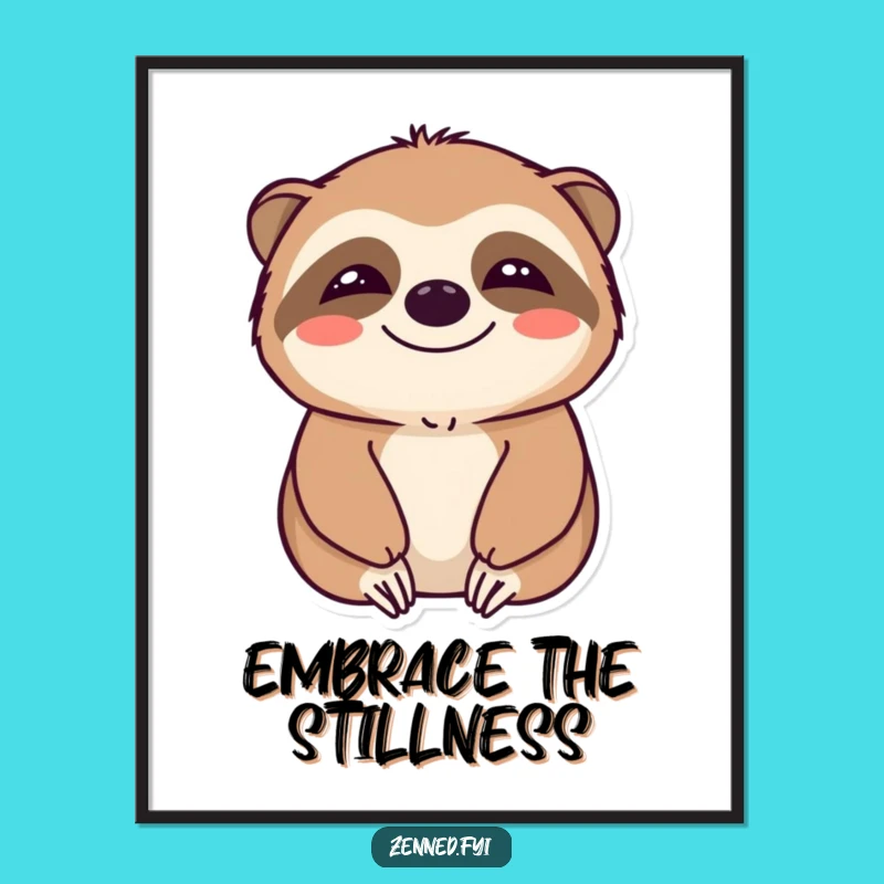 Funny Calm Sloth Digital Art - Smiling Serenity, Instant Download, Gift
