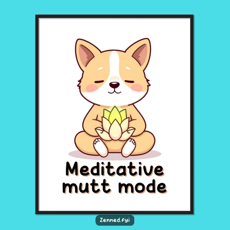 Funny Dog Meditation Digital Print - Instant Hilarious Zen Art Download