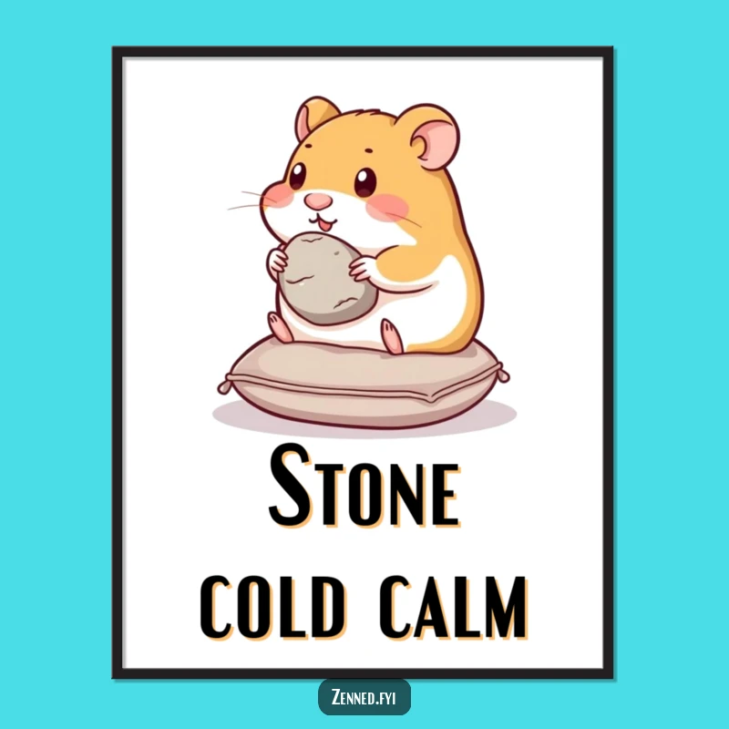 Funny Hamster Stone Digital Art - Content Hamster Serene Print