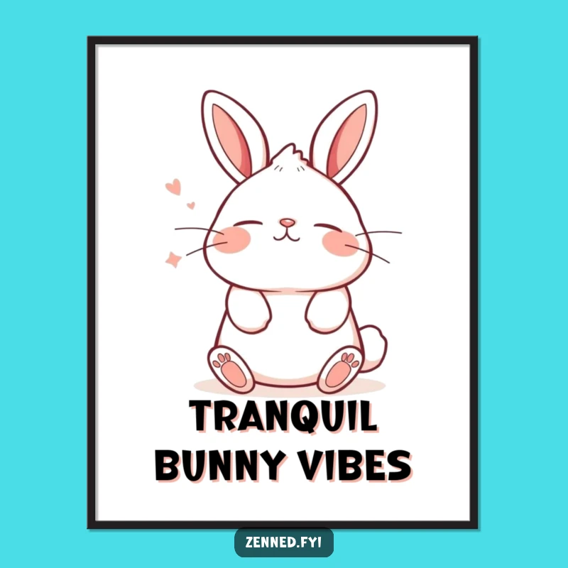 Funny Kawaii Bunny Digital Art - Tranquil Breathing Artwork