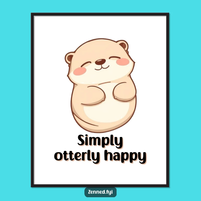 Funny Otter Smile Digital Art - Contented Peace Print Gift