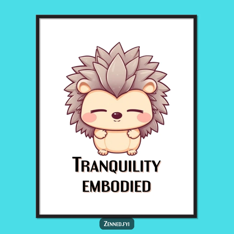 Funny Peaceful Hedgehog Digital Art - Calm Sleep, Instant Download, Gift