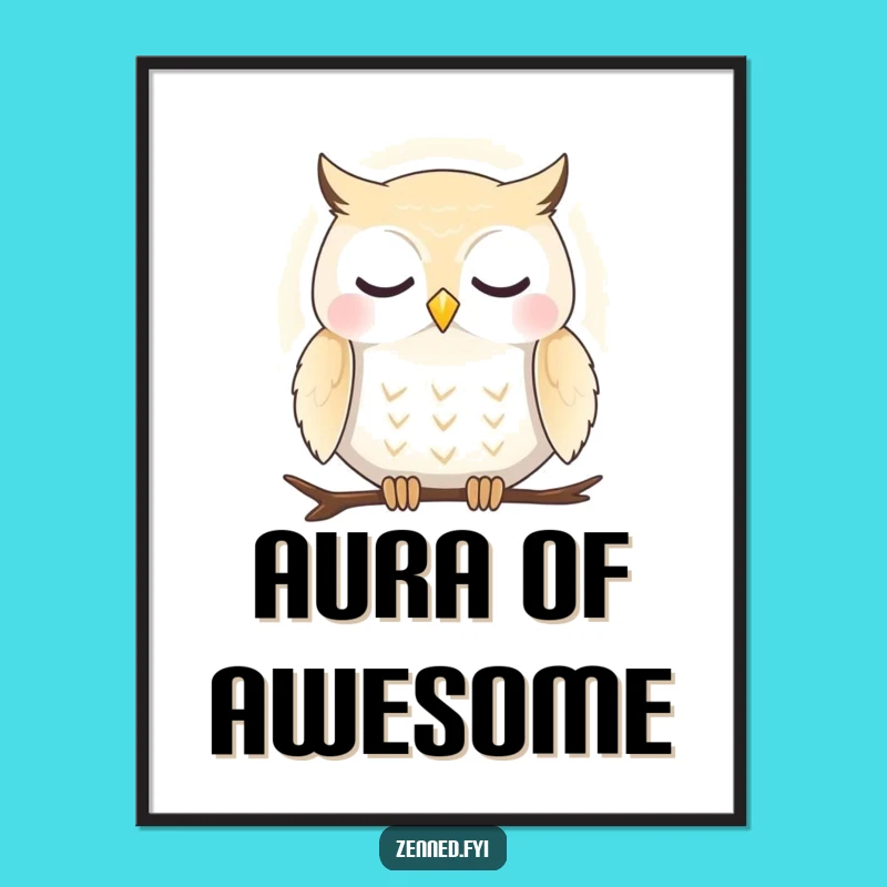 Funny Peaceful Owl Aura Digital Art: Instant Calm, Perfect Funny Gift