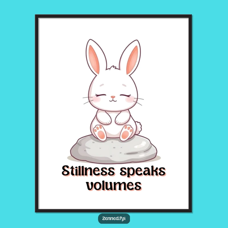 Funny Rabbit Digital Art, Serene Stone Meditation, Instant Humorous Decor Gift