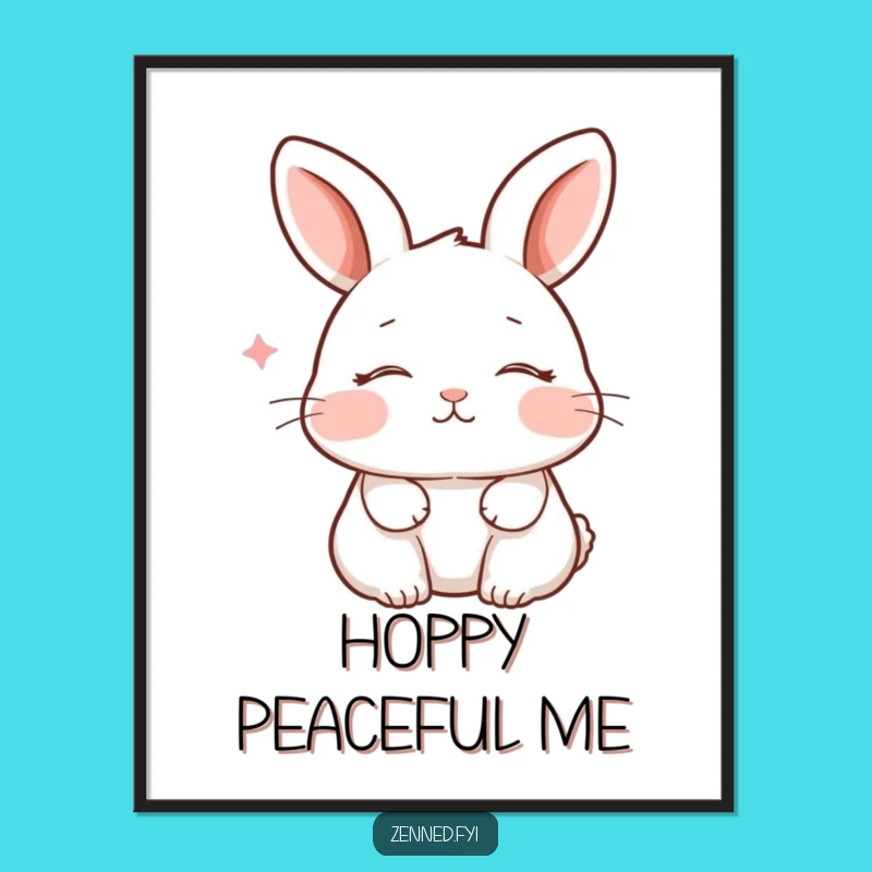 Funny Rabbit Zen Digital Art - Peaceful Breathing Decor for Serene Spaces