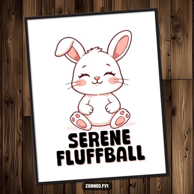 Funny Zen Bunny Digital Art Print of a peacefully meditating rabbit, ready for instant download and framing with humorous charm.